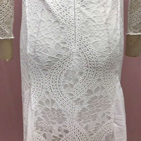 BEACH WEDDING DRESS, Boho Wedding Dress, Elegant White Lace Dress - Picture 6 of 13